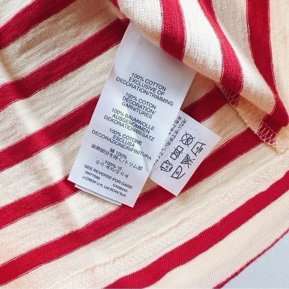 J.Crew Women’s Red Stripe Back Bows Long Sleeve Tee Top XXS - Picture 7 of 7
